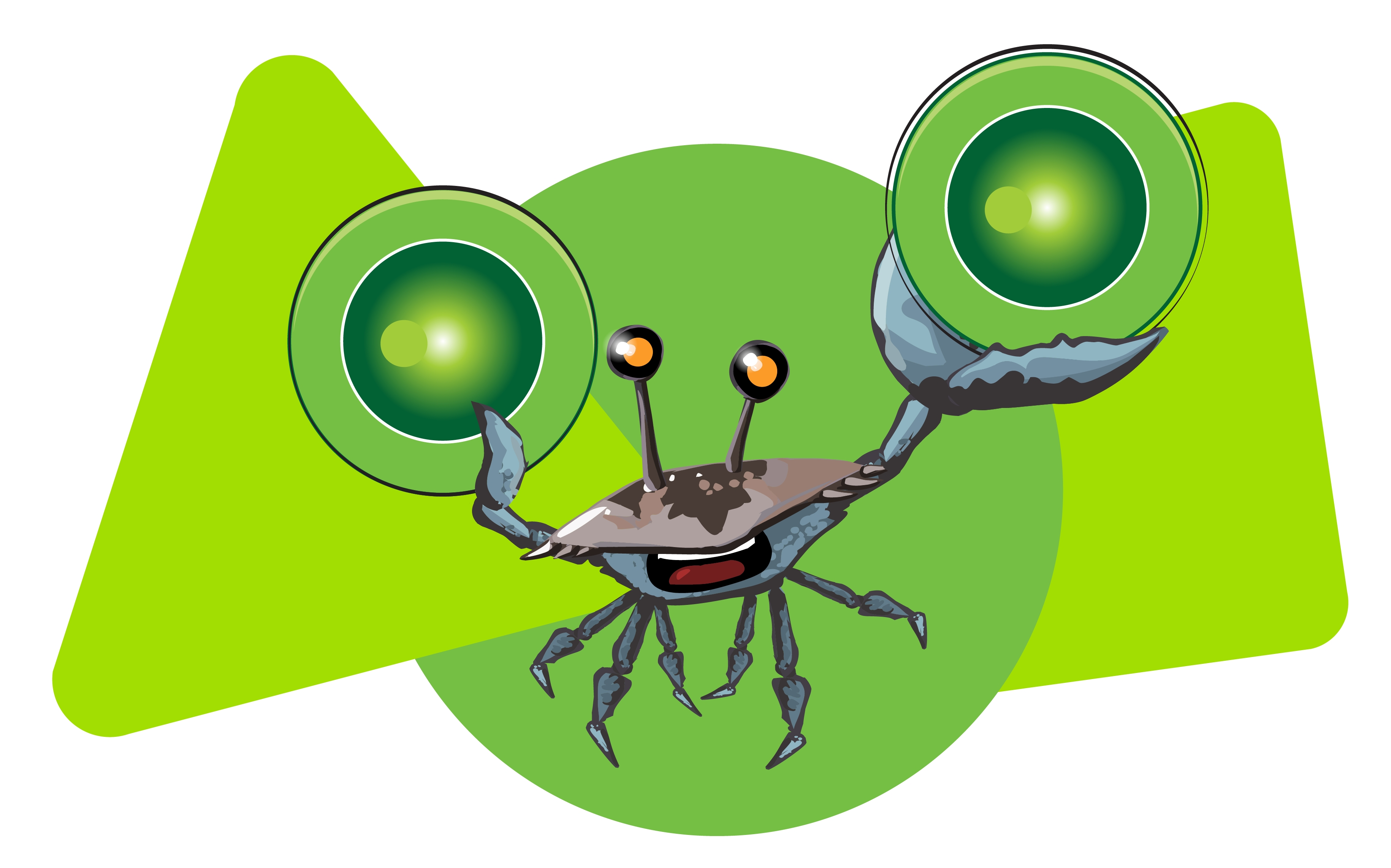 Crabby holding two greenlights